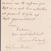 Spencer Cecil Brabazon Ponsonby-Fane to Jane Porter, autograph letter signed