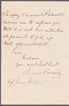 Spencer Cecil Brabazon Ponsonby-Fane to Jane Porter, autograph letter signed