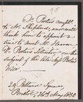William Ogilvie Porter to John Shephard, autograph letter signed (copy?)