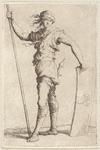 Soldier Holding a Cane and His Shield, Facing Left
