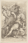 Two Soldiers, One seated with Sword and Shield