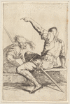Two soldiers Seated on a Rectangular Stone