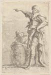 Two Soldiers, One Pointing Toward the Left, the One below Holding a Shield