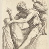 Seated Soldier with Shield and Two Other Figures