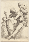 Seated Soldier with Shield and Two Other Figures