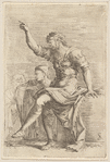 Two Soldiers, One with His Hand Raised, Pointing toward the Left
