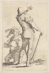 Two Soldiers, One Seen from Behind, Holding a Club