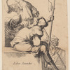 Three Soldiers, One Seated on a Square Block of Stone