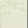 Aaron Vail to Jane Porter, autograph letter signed
