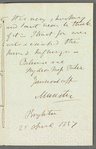 George FitzClarence, Lord Munster to Jane Porter, autograph letter signed