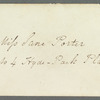 Theodore Sedgwick Fay to Jane Porter, autograph letter signed