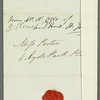 Mrs. Ogle to Jane Porter, autograph letter