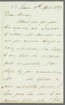 John Spriggs Morss Churchill to Jane Porter, autograph letter signed