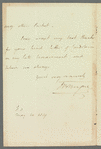 John Brodribb Bergne to Jane Porter, autograph letter signed