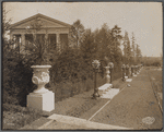 A detail of the landscaping. Music Pavillion to the left. Alaska Yukon Pacific Exposition