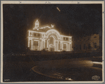 Alaska Yukon Pacific Exposition buildings were illuminated as shown in photograph six weeks before the opening of the fair