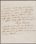 Mary Denham to Mrs. Porter, autograph letter signed