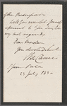 George FitzClarence, Lord Munster to Mrs. Porter, autograph letter signed