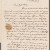 Sir Charles Throckmorton to Jane Porter, autograph letter signed