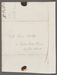 Aaron Vail to Jane Porter, letter cover (empty)