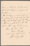 Thomas Singleton to Jane Porter, autograph letter signed