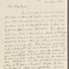 James Johnson to Jane Porter, autograph letter signed