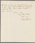 James Johnson to Jane Porter, autograph letter signed