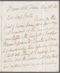 T. R. Jefferson to Jane Porter, autograph letter signed