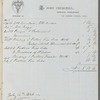 John Spriggs Morss Churchill to Jane Porter, printed invoice, accomplished in manuscript