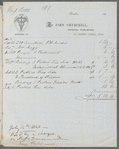 John Spriggs Morss Churchill to Jane Porter, printed invoice, accomplished in manuscript