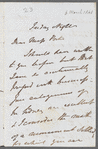 John Philippart to Jane Porter, autograph letter signed