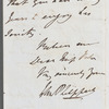 John Philippart to Jane Porter, autograph letter signed