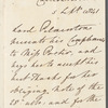 Henry John Temple, Lord Palmerston to Jane Porter, autograph letter third person