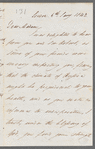 John Spriggs Morss Churchill to Jane Porter, autograph letter signed
