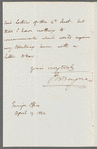 John Brodribb Bergne to Jane Porter, autograph letter signed