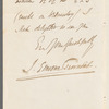 Sir James Emerson Tennent to Jane Porter, autograph letter signed