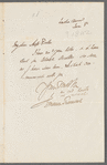 Sir James Emerson Tennent to Jane Porter, autograph letter signed