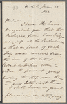 Charles Blick to Jane Porter, autograph letter signed