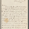 Charles Blick to Jane Porter, autograph letter signed