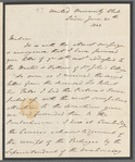 Charles Blick to Jane Porter, autograph letter signed