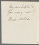 Sir Belford Hinton Wilson to Jane Porter, autograph letter signed