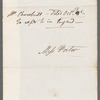 John Spriggs Morss Churchill to Jane Porter, autograph letter signed