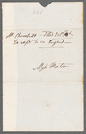 John Spriggs Morss Churchill to Jane Porter, autograph letter signed