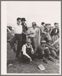 Watching baseball game. Tulare migrant camp. Visalia, California