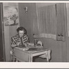 Interior of labor home showing handicraft work. Tulare migrant camp. Visalia, California