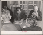 Council meeting. Tulare migrant camp. Visalia, California