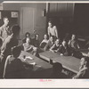 Meeting of Baseball Club. Tulare migrant camp. Visalia, California