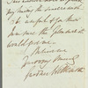 John Gardner Wilkinson to Jane Porter, autograph letter signed