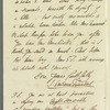 Sir James Emerson Tennent to Jane Porter, autograph letter signed