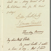 Sir James Emerson Tennent to Jane Porter, autograph letter signed